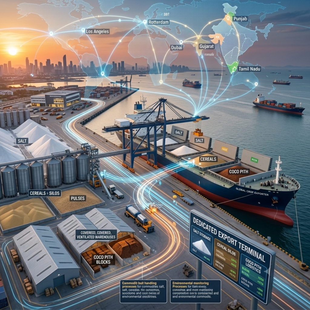 Global export logistics network connecting international markets